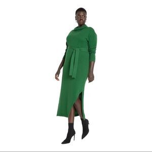 Eloquii Women’s Size 18 / 20 Green Knit Funnel Neck Fitted Sweater Maxi Dress